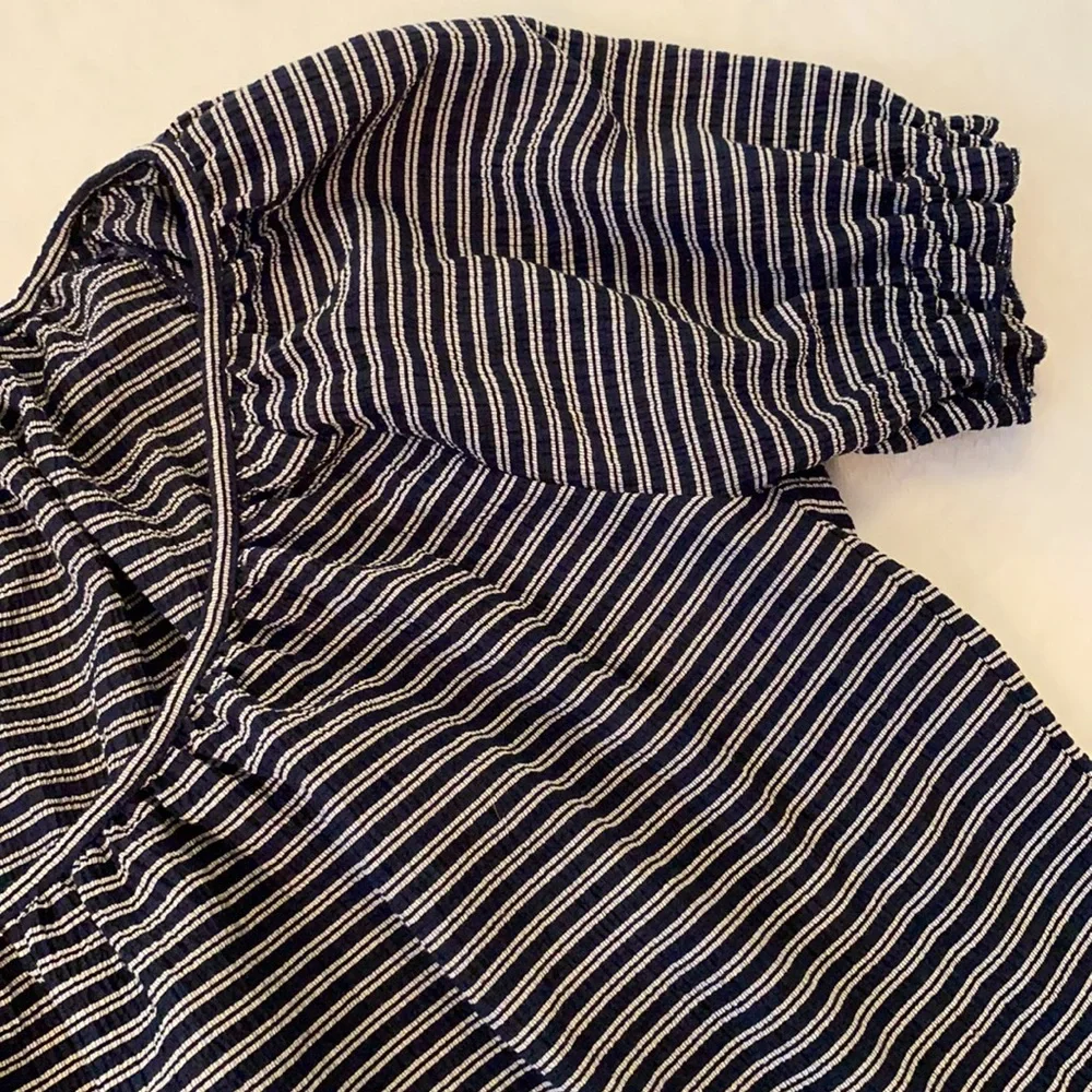 Madewell | Texture & Thread Peasant Top Deep Navy Ellis Striped Blue/White (XS) - Picture 6 of 16